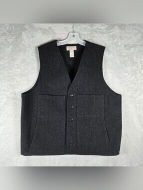 CC Filson Mackinaw Wool Vest Mens Size 46 Charcoal Gray Western Outdoors USA